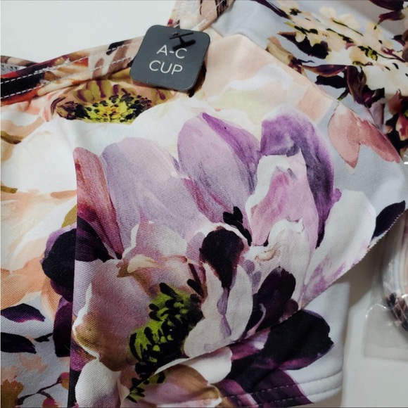 NEW Azura Australia DIVINITY Floral Ruffle Bandeau Bikini Top 10 US/ 14 UK Large - Picture 3 of 6